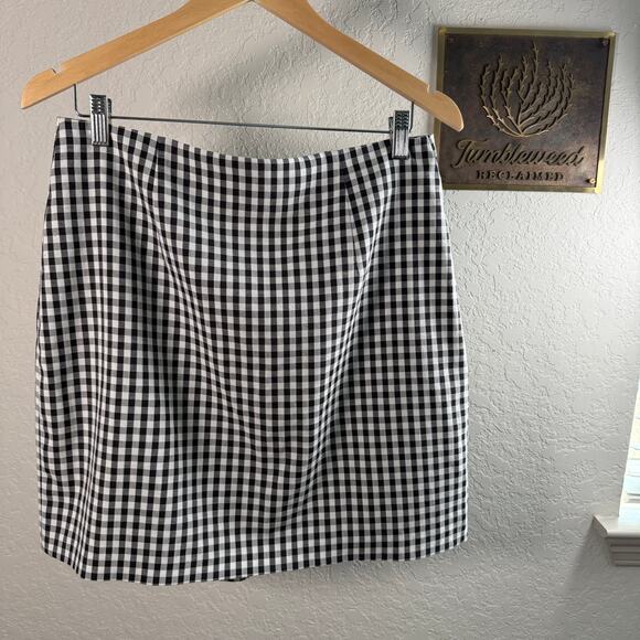 Women's Laundry by Shelli Segal Black and White GIngham Mini Skirt Size Medium - Picture 8 of 8